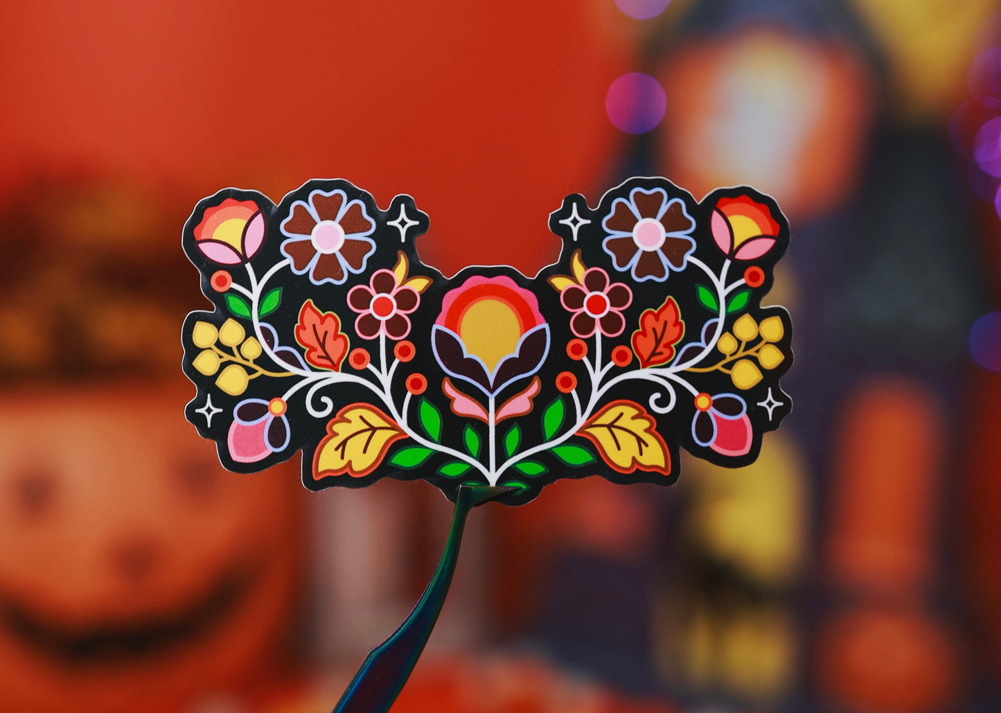 Fall Floral Sticker - Black