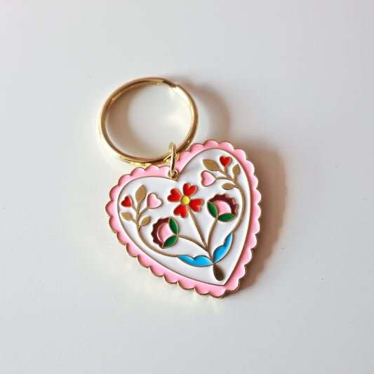 Heart Floral Keychain