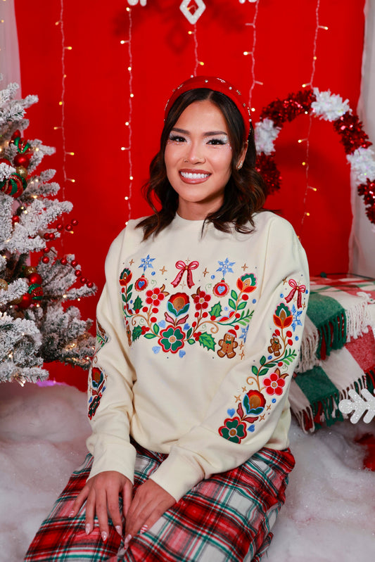 Gingerbread Floral Dreams Crewneck