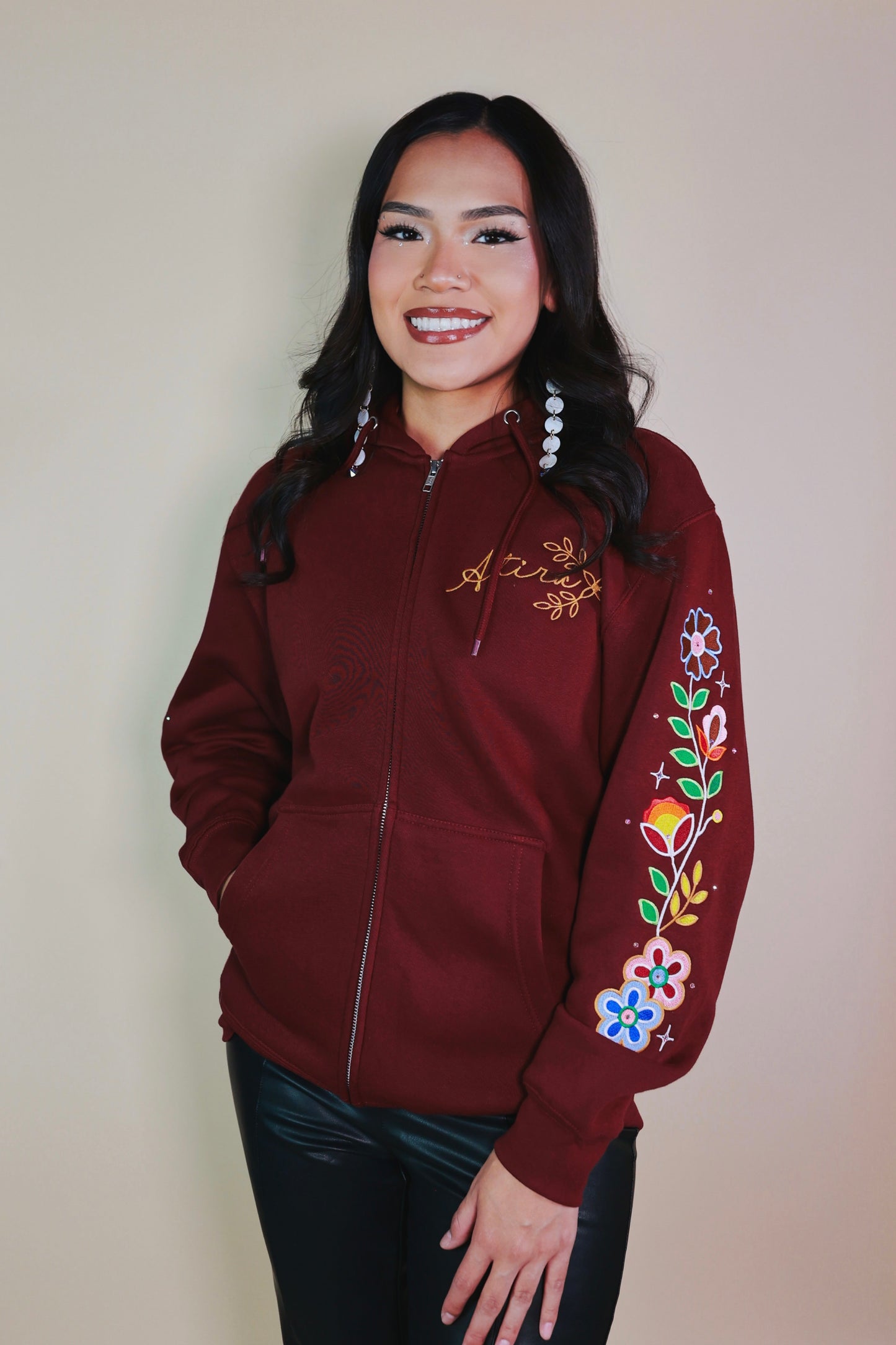 Fall Floral Zip Up Hoodie