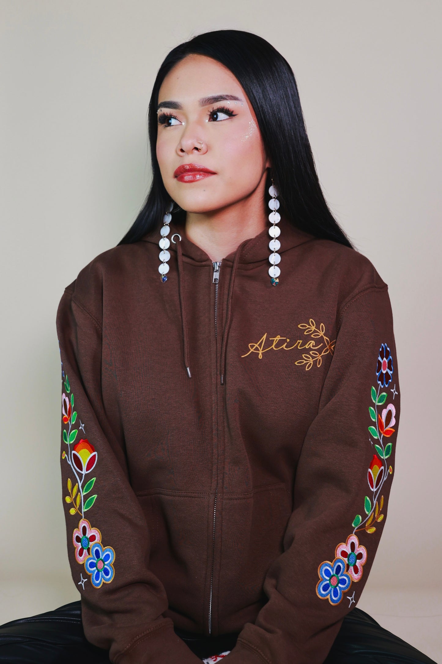 Fall Floral Zip Up Hoodie