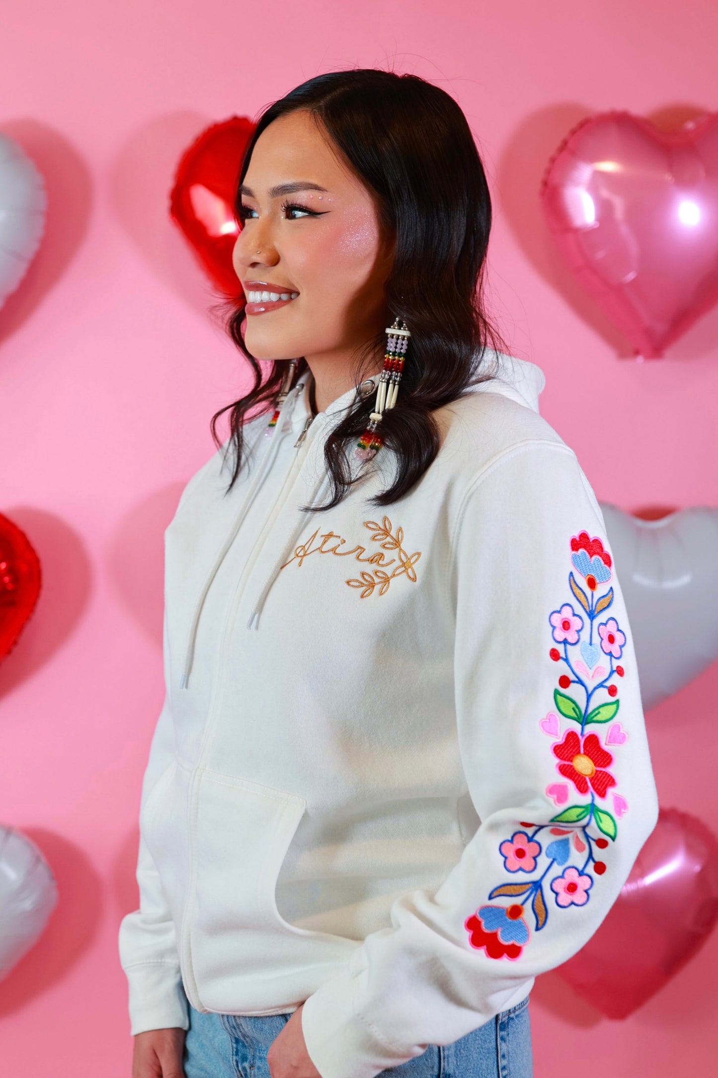 Sweetheart Floral Zip Up Hoodie