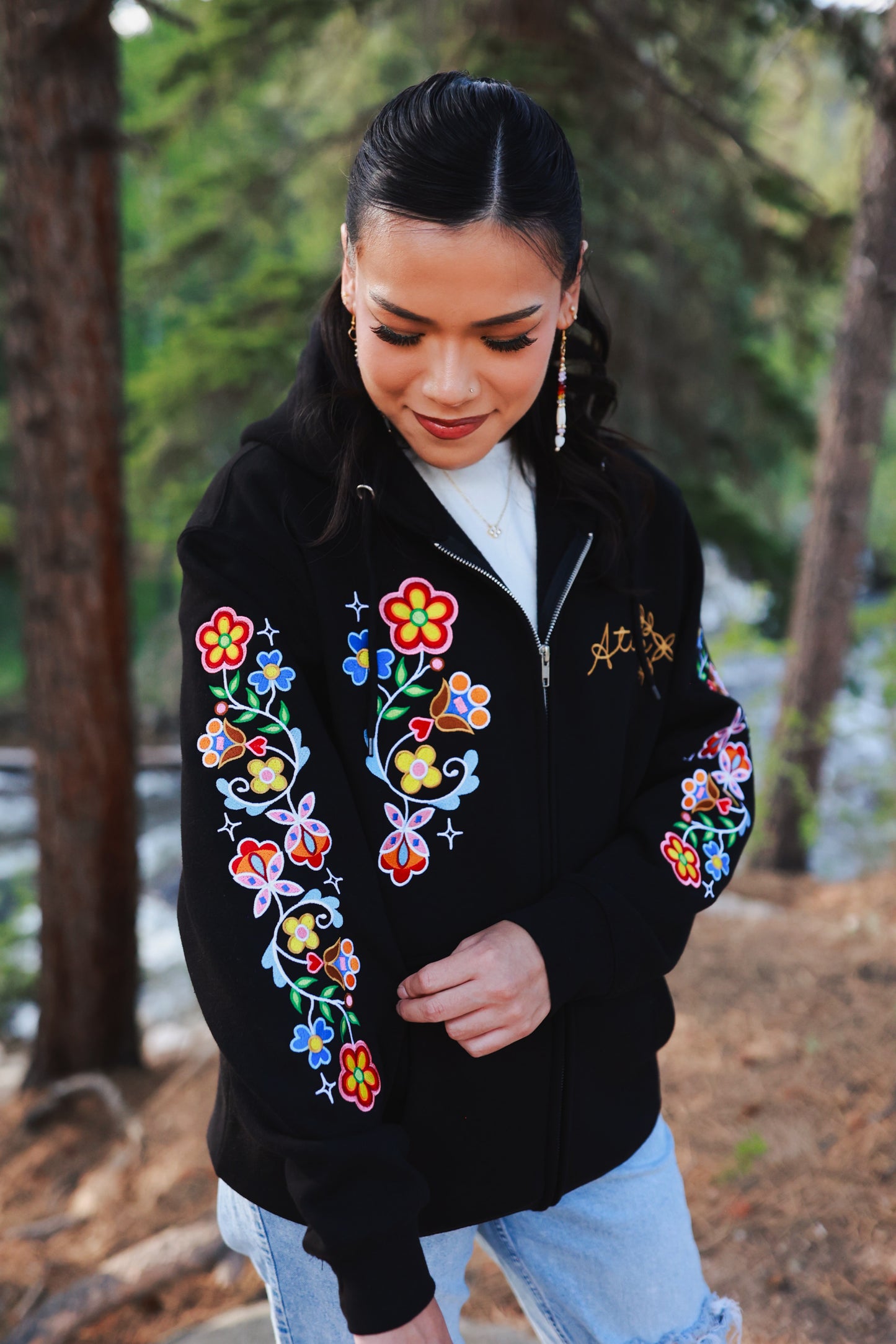 Apsáalooke Floral Zip-up Hoodie