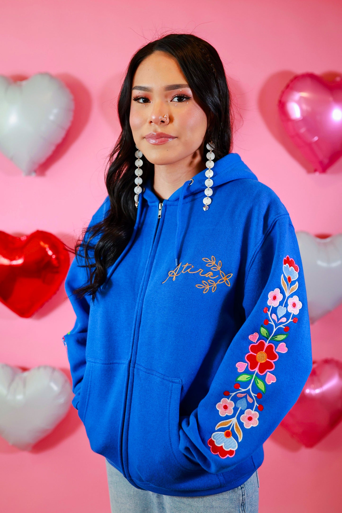 Sweetheart Floral Zip Up Hoodie