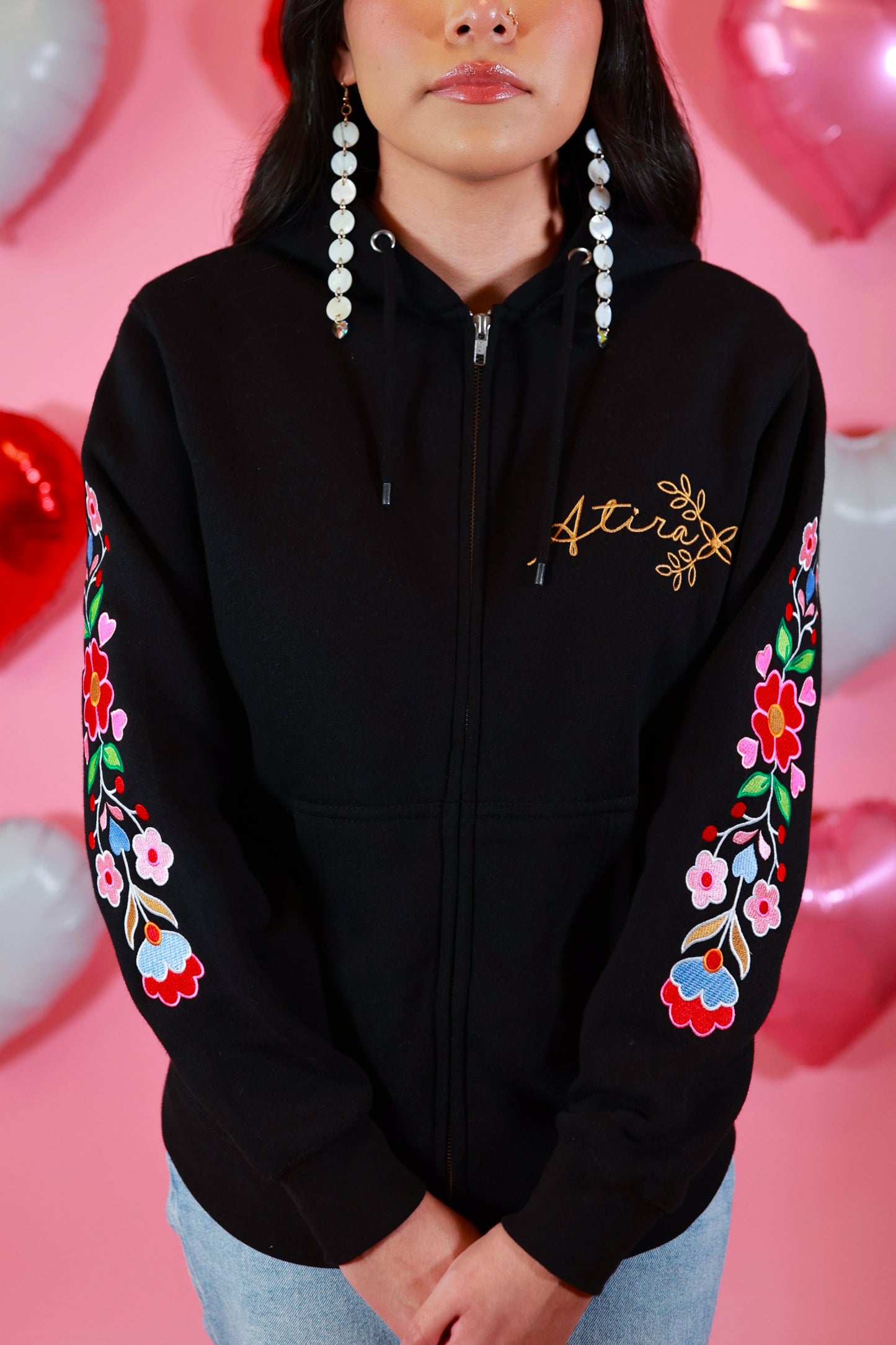 Sweetheart Floral Zip Up Hoodie